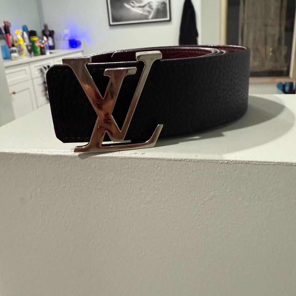 Louis Vuitton Black and Silver Belt